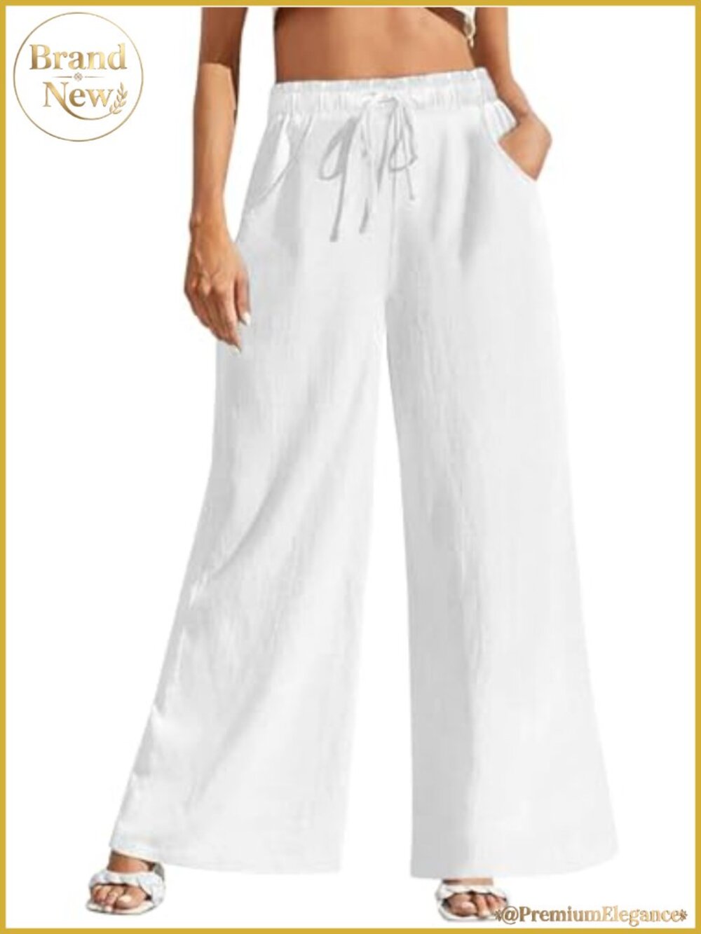 High Waisted Wide Leg Linen Pants with Pockets